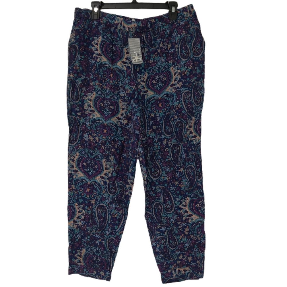 NWT Splendid Women's Split Ankle Paisley Pull On Pants Purple Size XS $140 J070